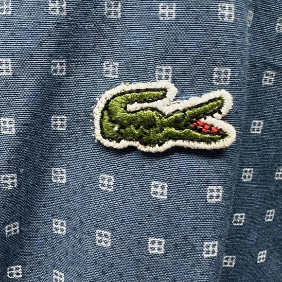 Lacoste Slim Fit Blue Patterned Long Sleeve Button Down Shirt Mens Size XL FR 6 - Picture 4 of 7